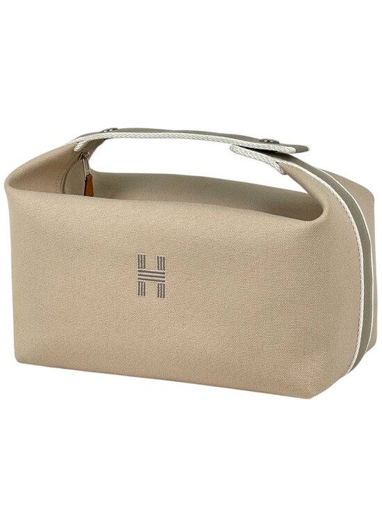 Hermes Handbags - Hermes Bride-a-Brac GM Pouch Logo Handbag Cotton Beige